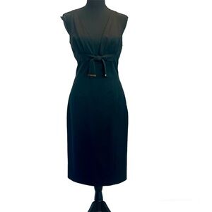 Gucci authentic black sleeveless V-neck pencil dress Sz 46